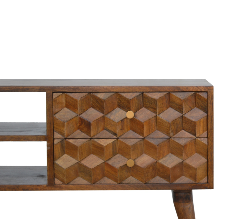 Chestnut Cube Carved Media Unit