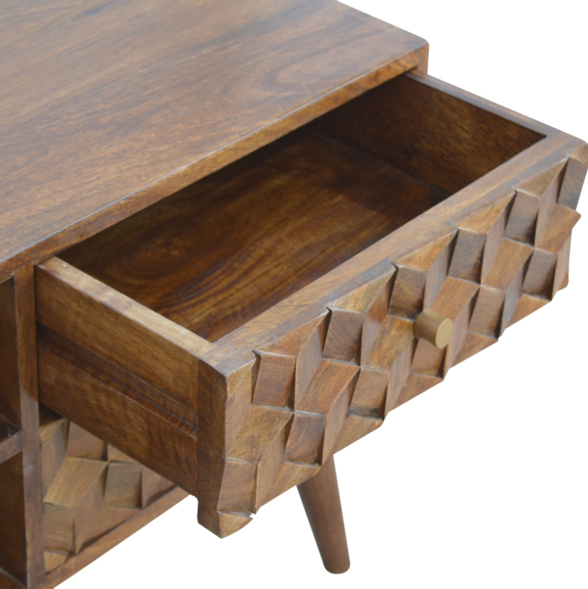 Chestnut Cube Carved Media Unit