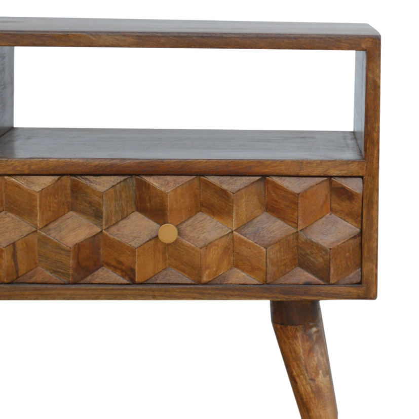 Chestnut Cube Carved TV Unit