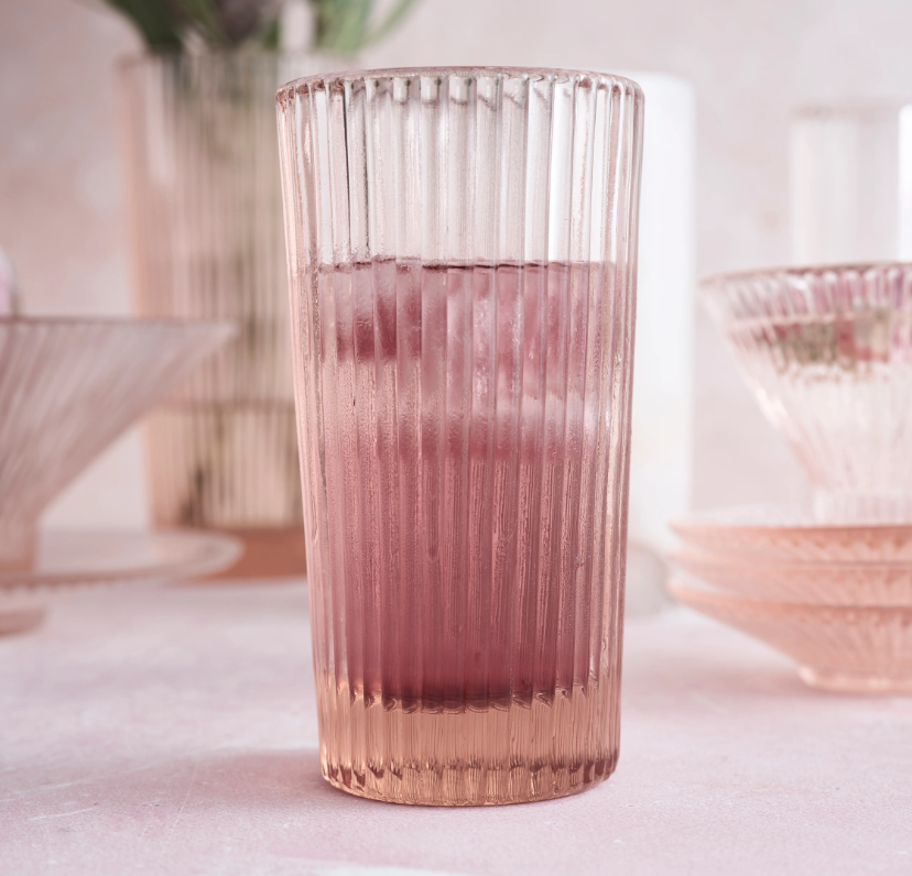 Pressed Pink Tall Glasses - Set of 4