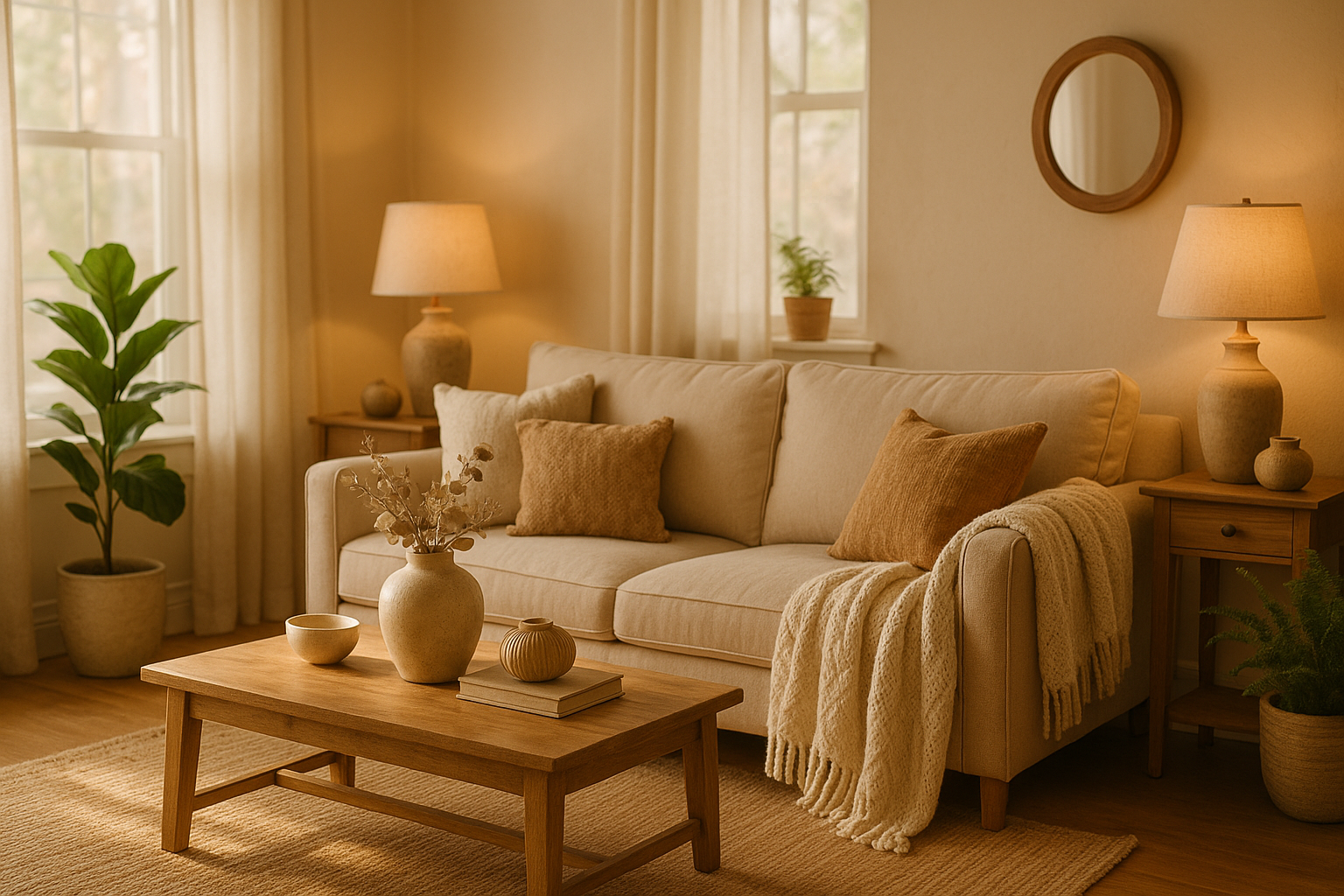 Warm and cozy home decor scene