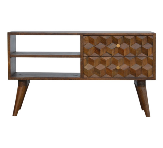 Chestnut Cube Carved Media Unit